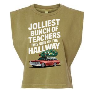 Jolliest Bunch Of Teachers This Side Of The Hallway Xmas Garment-Dyed Women's Muscle Tee