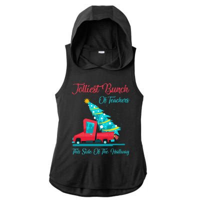 Jolliest Bunch Of Teachers This Side Of The Hallway Xmas Ladies PosiCharge Tri-Blend Wicking Draft Hoodie Tank