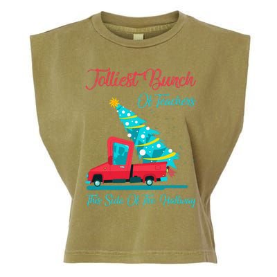 Jolliest Bunch Of Teachers This Side Of The Hallway Xmas Garment-Dyed Women's Muscle Tee