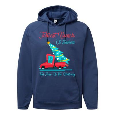 Jolliest Bunch Of Teachers This Side Of The Hallway Xmas Performance Fleece Hoodie