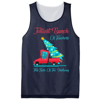 Jolliest Bunch Of Teachers This Side Of The Hallway Xmas Mesh Reversible Basketball Jersey Tank