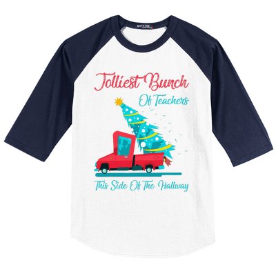 Jolliest Bunch Of Teachers This Side Of The Hallway Xmas Baseball Sleeve Shirt