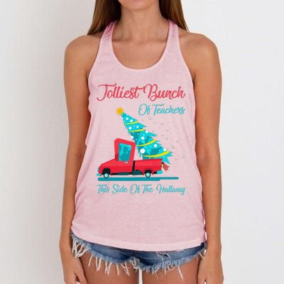 Jolliest Bunch Of Teachers This Side Of The Hallway Xmas Women's Knotted Racerback Tank