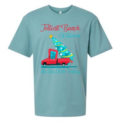 Jolliest Bunch Of Teachers This Side Of The Hallway Xmas Sueded Cloud Jersey T-Shirt