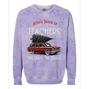 Jolliest Bunch Of Teachers This Side Of The Hallway Xmas Colorblast Crewneck Sweatshirt