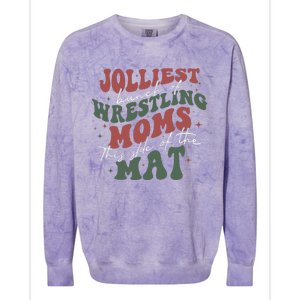 Jolliest Bunch Of Wrestling Moms This Side Of The Mat Xmas Colorblast Crewneck Sweatshirt