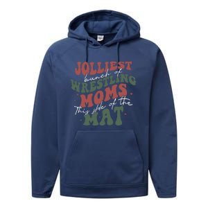 Jolliest Bunch Of Wrestling Moms This Side Of The Mat Xmas Performance Fleece Hoodie