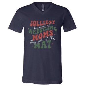 Jolliest Bunch Of Wrestling Moms This Side Of The Mat Xmas V-Neck T-Shirt