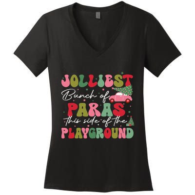 Jolliest Bunch Of Paras This Side Of The Playground Xmas Women's V-Neck T-Shirt