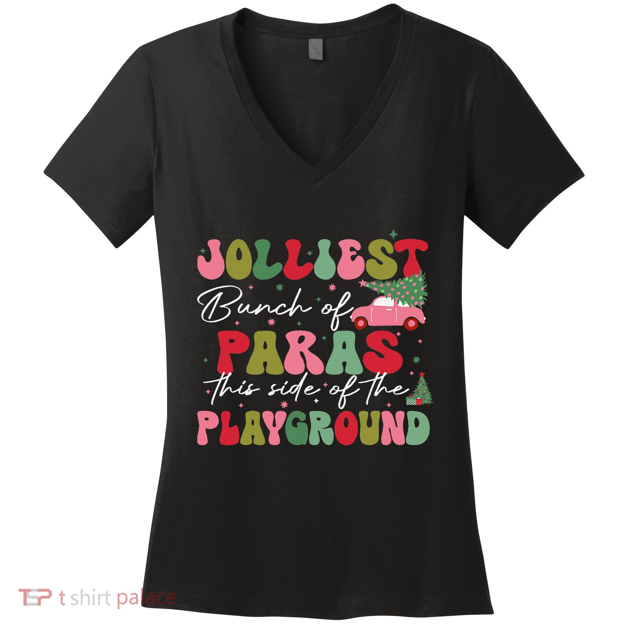 Jolliest Bunch Of Paras This Side Of The Playground Xmas Women's V-Neck T-Shirt