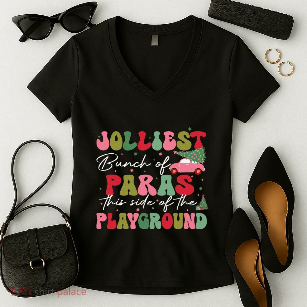 Jolliest Bunch Of Paras This Side Of The Playground Xmas Women's V-Neck T-Shirt