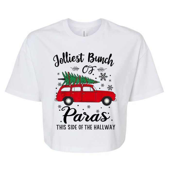 Jolliest Bunch Of Paras This Side Of The Hallway Xmas Bella+Canvas Jersey Crop Tee