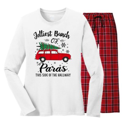 Jolliest Bunch Of Paras This Side Of The Hallway Xmas Women's Long Sleeve Flannel Pajama Set 