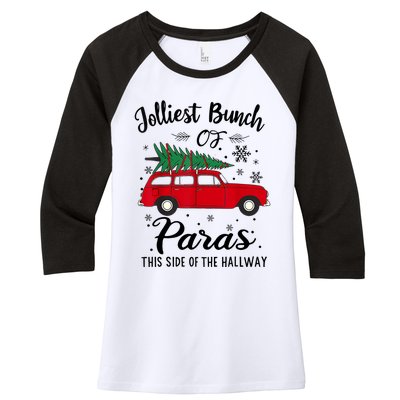 Jolliest Bunch Of Paras This Side Of The Hallway Xmas Women's Tri-Blend 3/4-Sleeve Raglan Shirt