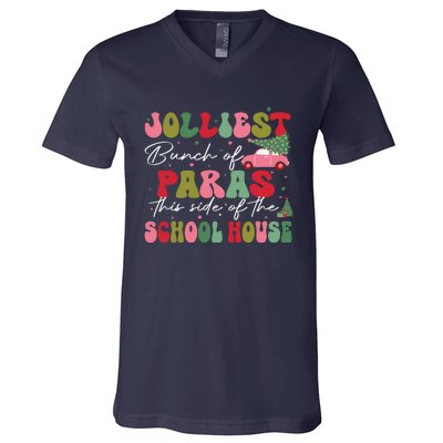 Jolliest Bunch Of Paras This Side Of The School House Xmas V-Neck T-Shirt