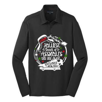 Jolliest Bunch Of Assholes This Side Of The Nut House Xmas Gift Silk Touch Performance Long Sleeve Polo