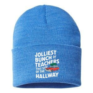 Jolliest Bunch Of Teachers This Side Of The Hallway Xmas Sustainable Knit Beanie