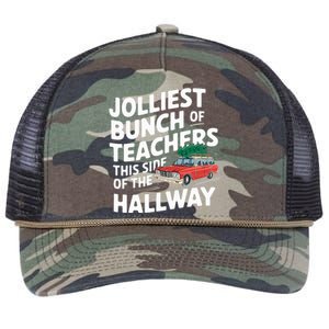 Jolliest Bunch Of Teachers This Side Of The Hallway Xmas Retro Rope Trucker Hat Cap