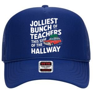 Jolliest Bunch Of Teachers This Side Of The Hallway Xmas High Crown Mesh Back Trucker Hat