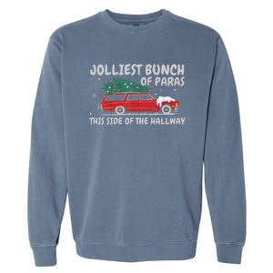 Jolliest Bunch Of Paras This Side Of The Hallway Christmas Garment-Dyed Sweatshirt