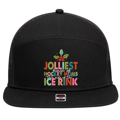 Jolliest Bunch Of Hockey Moms This Side Of The Ice Rink Cute Gift 7 Panel Mesh Trucker Snapback Hat