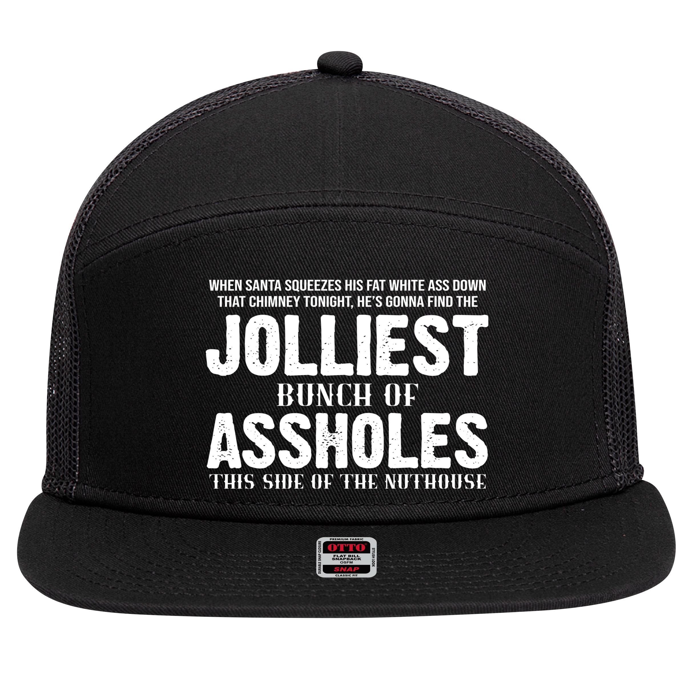 Jolliest Bunch Of Assholes Funny Christmas Vacation 7 Panel Mesh Trucker Snapback Hat
