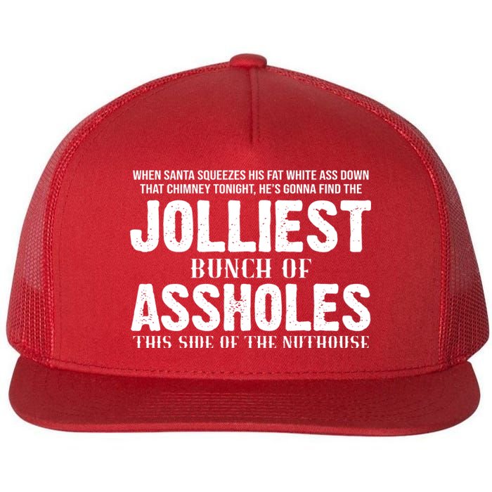 Jolliest Bunch Of Assholes Funny Christmas Vacation Flat Bill Trucker Hat