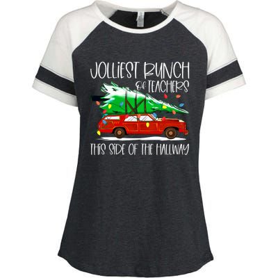 Jolliest Bunch Of Teachers This Side Of The Hallway Enza Ladies Jersey Colorblock Tee