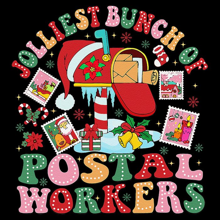 Jolliest Bunch Of Postal Workers Christmas Mail Carrier Drawstring Bag