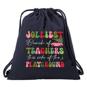 Jolliest Bunch Of Teachers This Side Of The Playground Xmas Drawstring Bag