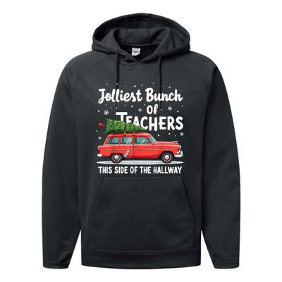 Jolliest Bunch Of Teachers This Side Of The Hallway Xmas Pj Performance Fleece Hoodie