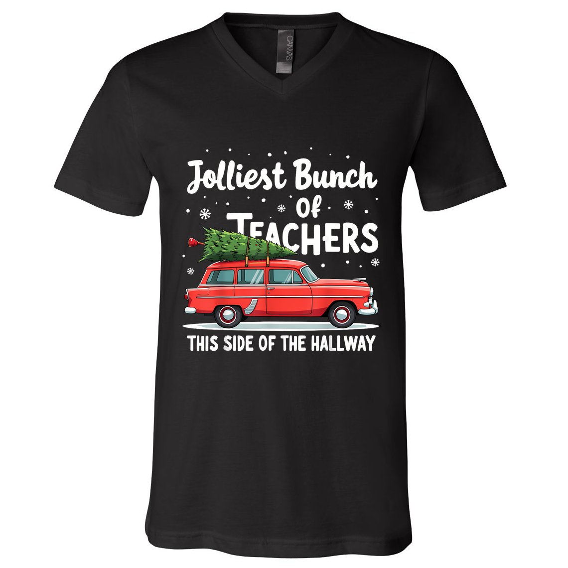 Jolliest Bunch Of Teachers This Side Of The Hallway Xmas Pj V-Neck T-Shirt