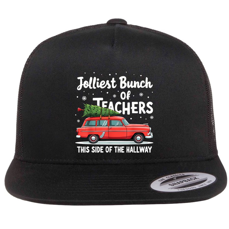 Jolliest Bunch Of Teachers This Side Of The Hallway Xmas Pj Flat Bill Trucker Hat