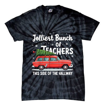 Jolliest Bunch Of Teachers This Side Of The Hallway Xmas Pj Tie-Dye T-Shirt