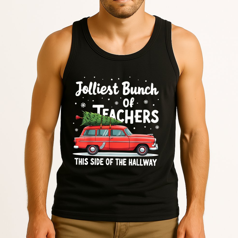 Jolliest Bunch Of Teachers This Side Of The Hallway Xmas Pj Tank Top