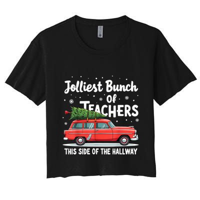 Jolliest Bunch Of Teachers This Side Of The Hallway Xmas Pj Crop Top
