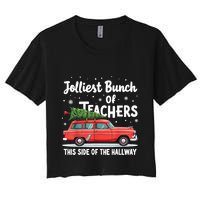 Jolliest Bunch Of Teachers This Side Of The Hallway Xmas Pj Women's Crop Top Tee