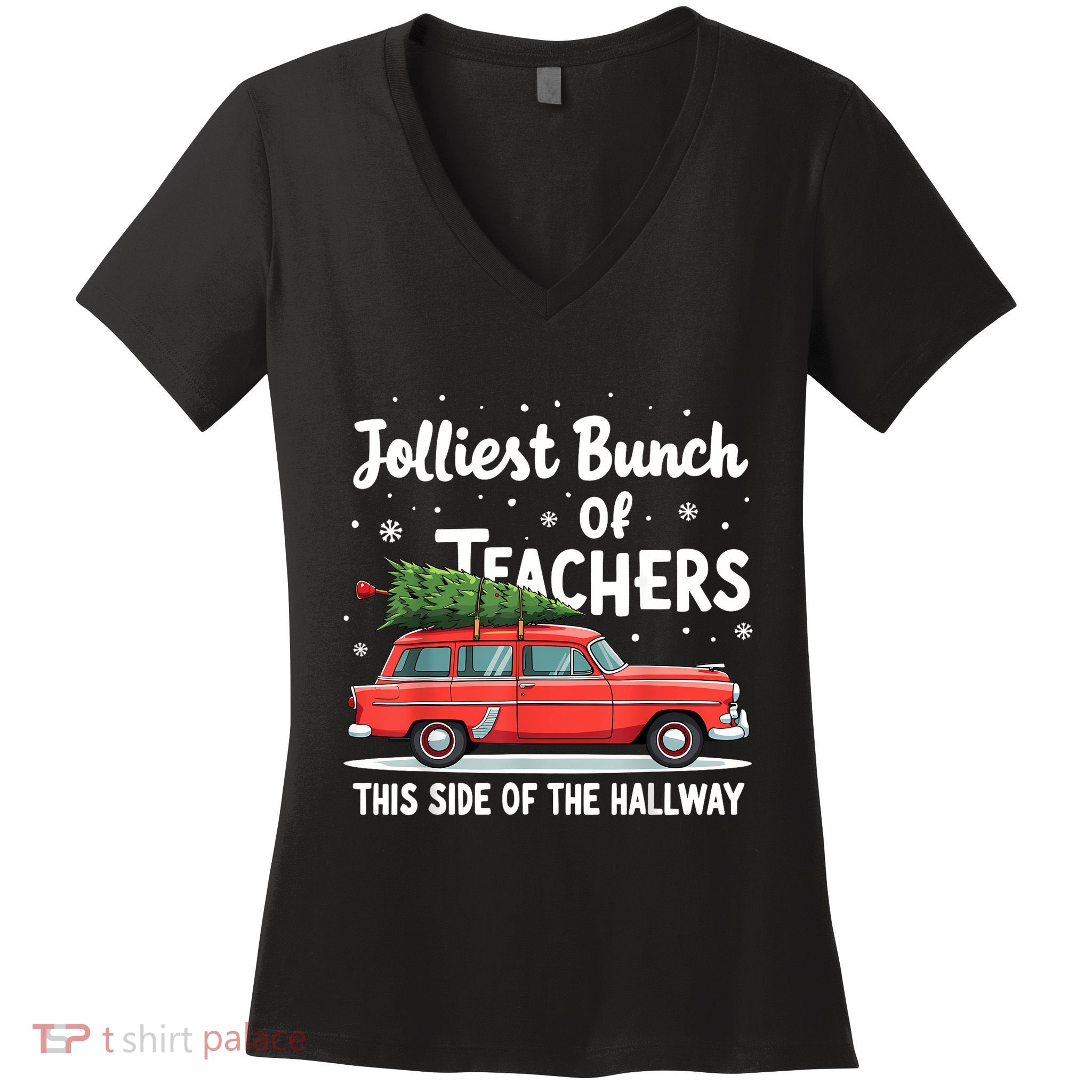 Jolliest Bunch Of Teachers This Side Of The Hallway Xmas Pj Women's V-Neck T-Shirt