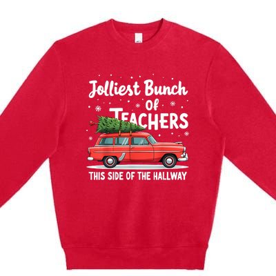 Jolliest Bunch Of Teachers This Side Of The Hallway Xmas Pj Premium Crewneck Sweatshirt