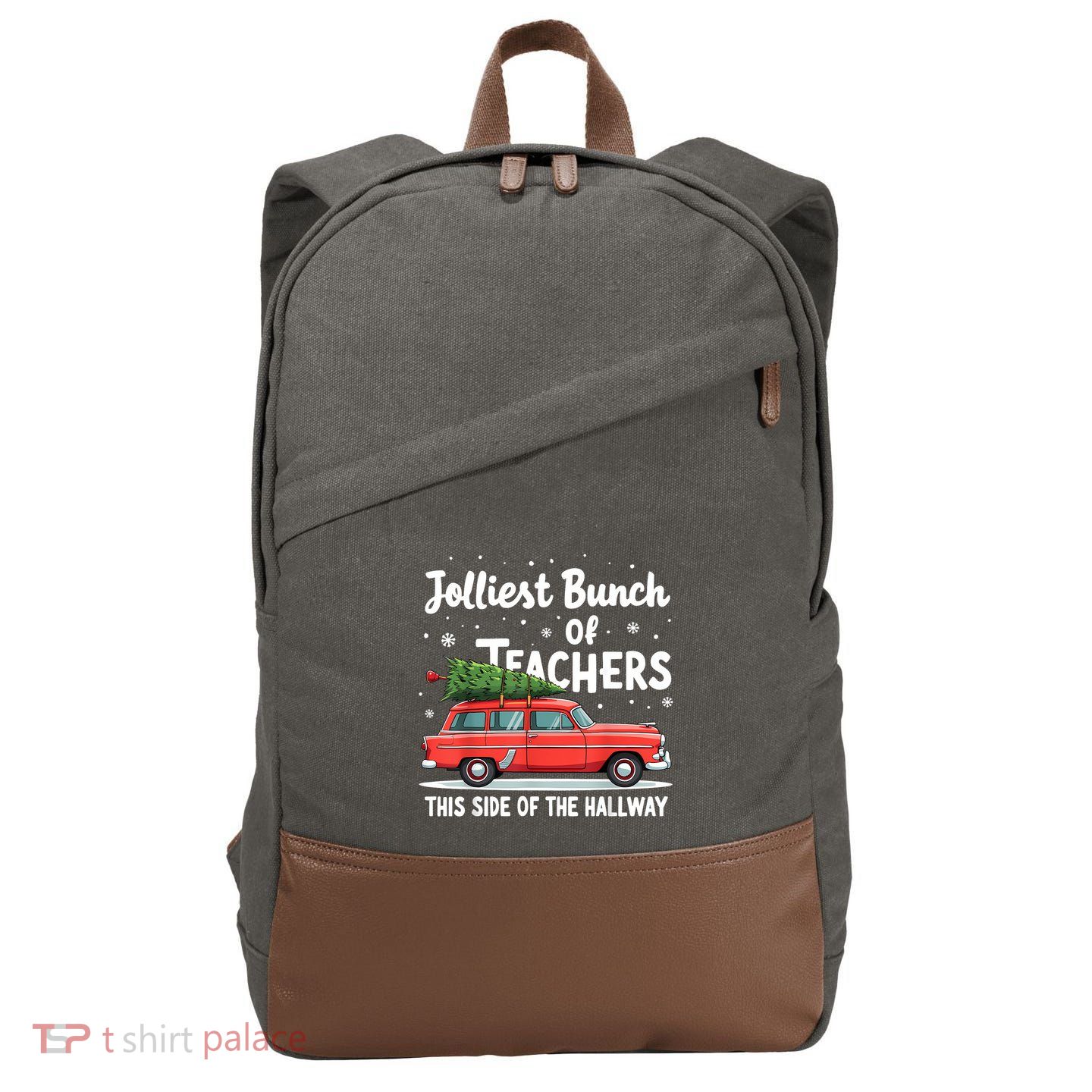 Jolliest Bunch Of Teachers This Side Of The Hallway Xmas Pj Cotton Canvas Backpack
