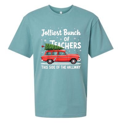 Jolliest Bunch Of Teachers This Side Of The Hallway Xmas Pj Sueded Cloud Jersey T-Shirt