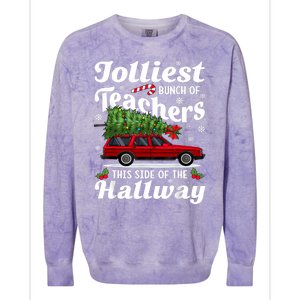 Jolliest Bunch Of Teachers This Side Of The Hallway Xmas Colorblast Crewneck Sweatshirt