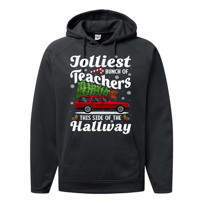 Jolliest Bunch Of Teachers This Side Of The Hallway Xmas Performance Fleece Hoodie