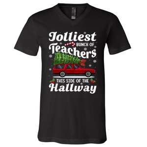 Jolliest Bunch Of Teachers This Side Of The Hallway Xmas V-Neck T-Shirt