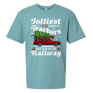 Jolliest Bunch Of Teachers This Side Of The Hallway Xmas Sueded Cloud Jersey T-Shirt