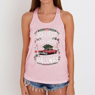 Jolliest Bunch Of Teachers This Side Of The Hallway Women's Knotted Racerback Tank