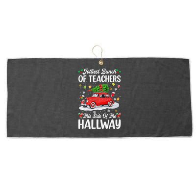 Jolliest Bunch Of Teachers This Side Of The Hallway Xmas Large Microfiber Waffle Golf Towel