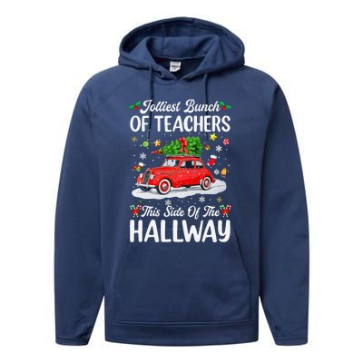 Jolliest Bunch Of Teachers This Side Of The Hallway Xmas Performance Fleece Hoodie