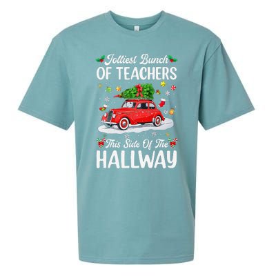 Jolliest Bunch Of Teachers This Side Of The Hallway Xmas Sueded Cloud Jersey T-Shirt