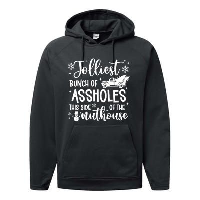 Jolliest Bunch Of Friends Christmas Graphic Performance Fleece Hoodie